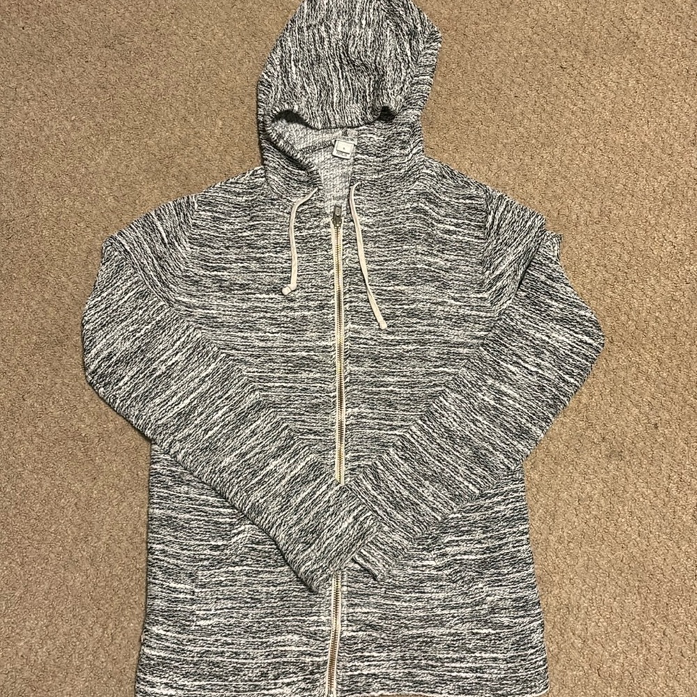 J. CREW Black White Full Zip Knit Hoodie